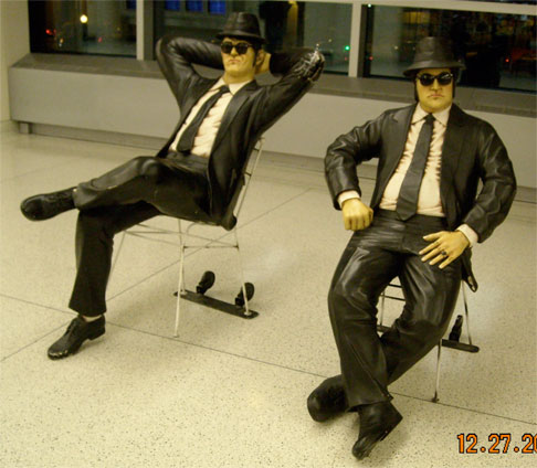 photograph of Blues Brothers statues at Chicago Midway Airport 